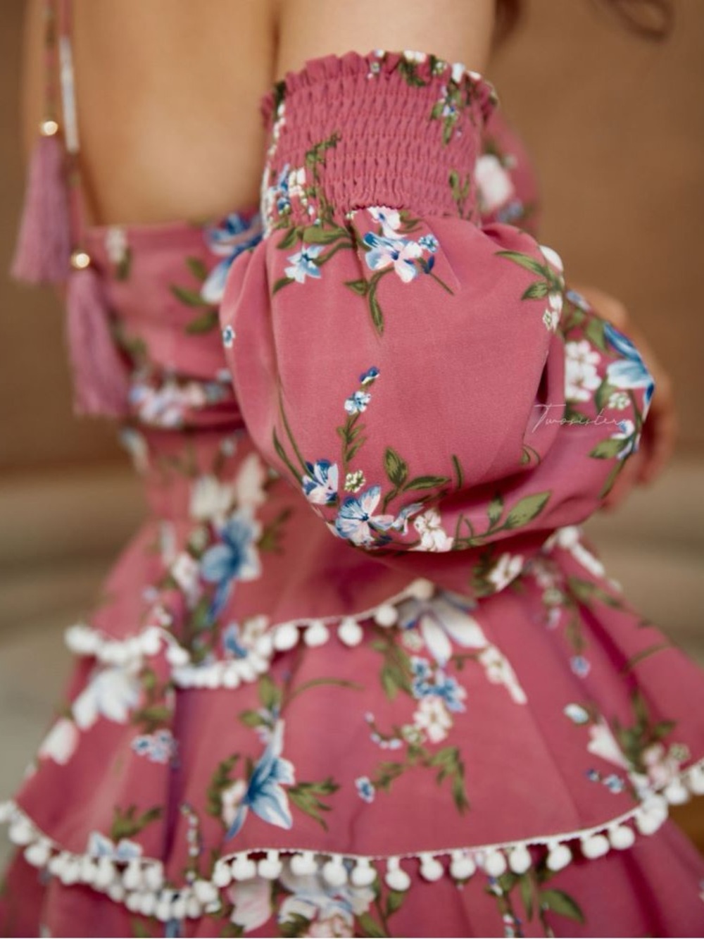 Two Sisters The Label Mauve Floral Tiered Mini Dress AUS 20